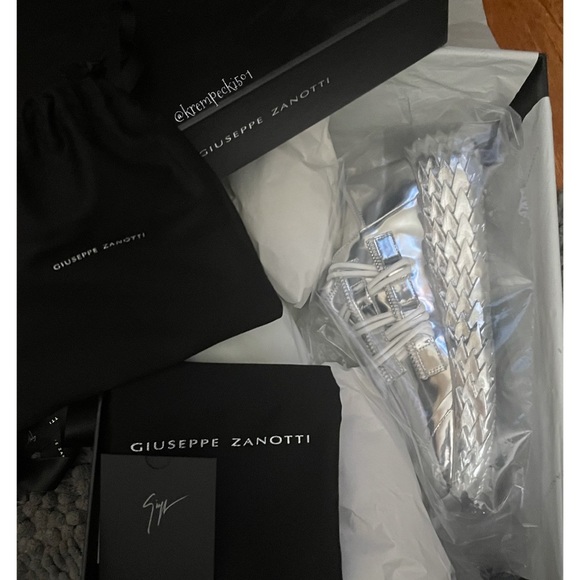 giuseppe zanotti BNIB metallic silver lowtops - Picture 2 of 16